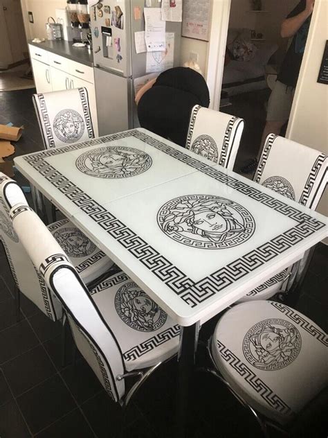 versace leather sofa for sale|versace dining table and chairs.